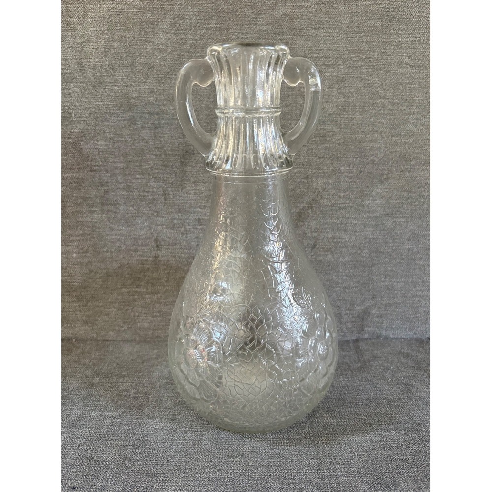 Antique/Vintage White‎ House Vinegar Bottle Clear Cabbage Rose Pattern 9 1/2 in.